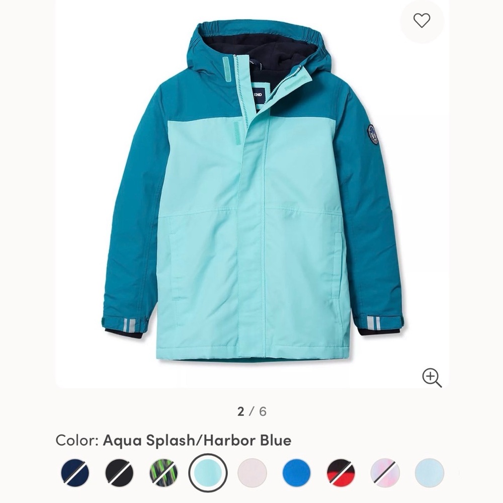 Lands' End Kids Aqua Splash and Harbor Blue Squall Jacket